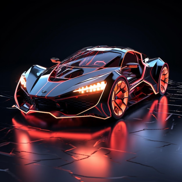 scifi car lighting by mandrels in the style of light silver and dark orange