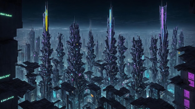 Scifi City's nachts achtergrond