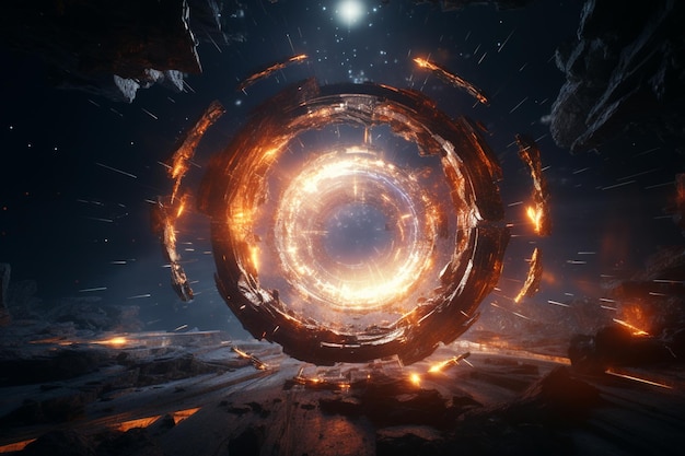 Scifi concept of a wormhole opening with dazzling 00717 00