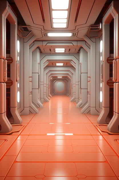Научный коридор с дверью в конце