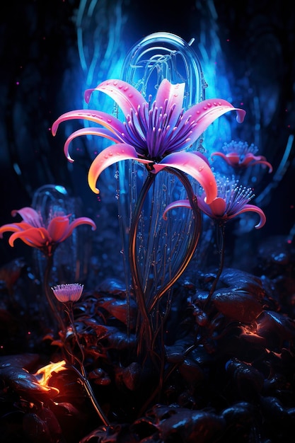 scifi flowers neon intrincate underworld