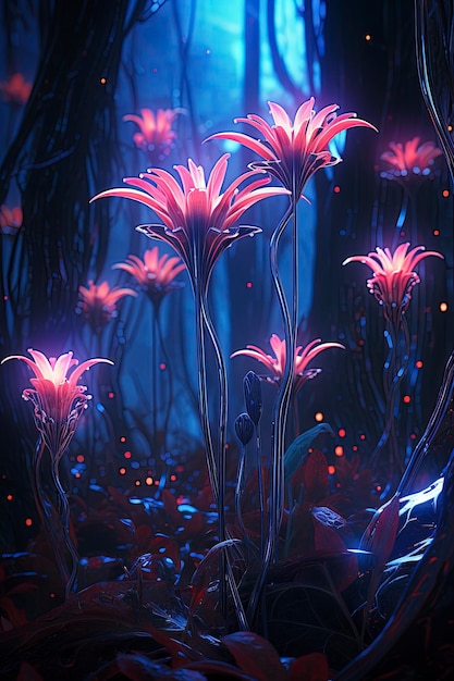 scifi flowers neon intrincate underworld