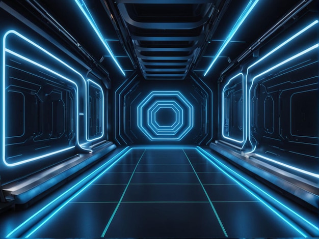 SciFi Futuristic Modern Dark Room Stage Studio Cyber Tunnel Underground Warehouse Garage Wi