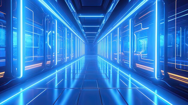 Scifi futuristische tunnelcorridor neon AI-generatie