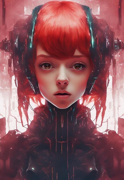 Photo scifi girl in robot world 1