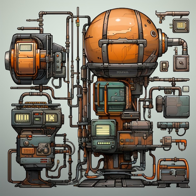 Photo scifi industrial game assets