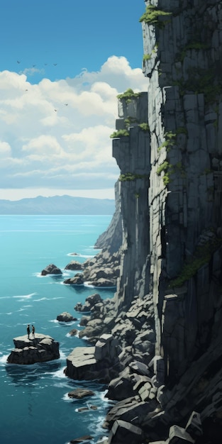 Photo scifi realism a stunning cliff illustration with evocative environmental portraits