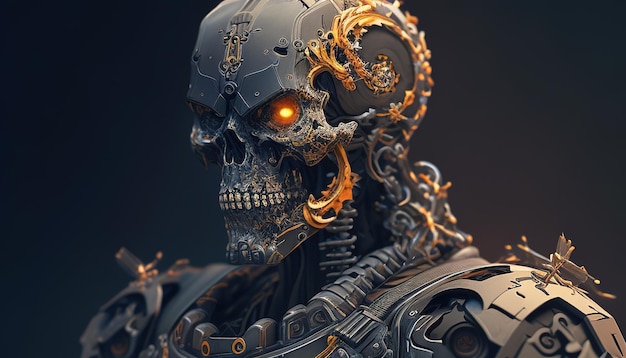 Scifi schedel soldaat digitale kunst illustratie Generatieve AI