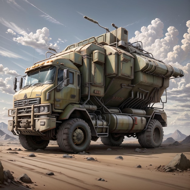 Scifi truck in desert