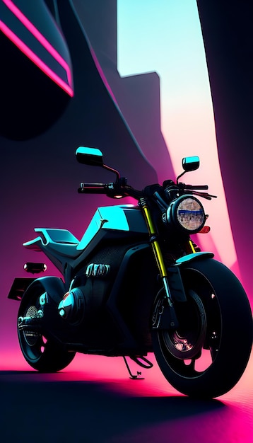 Scifi virtual reality cyberpunk stijl 3d render fiets achtergrond