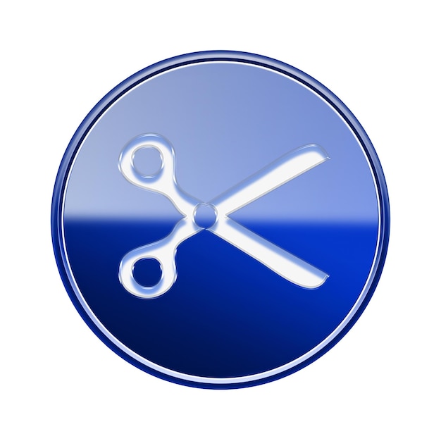 Scissors icon glossy blue