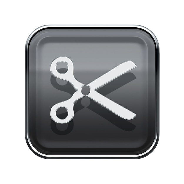 Photo scissors icon glossy grey