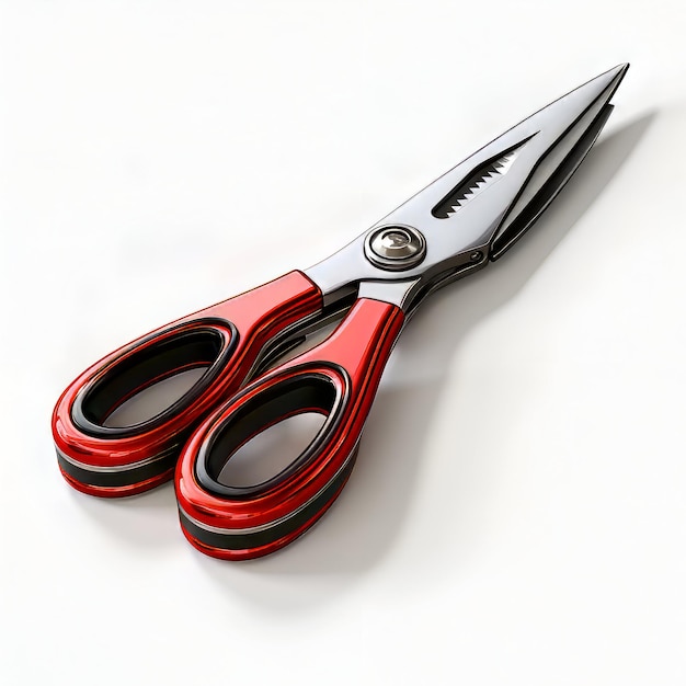 Scissors on a white background 3d render Image with clipping path