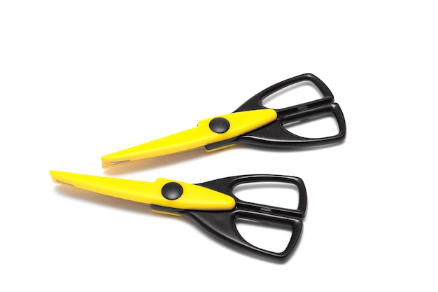 Scissors on a white background close-up