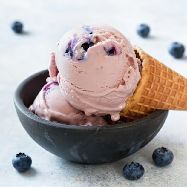 A scoop of delicious blueberry ice cream copy space for your text