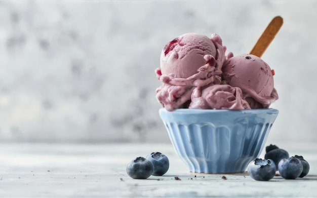 A scoop of delicious blueberry ice cream copy space for your text