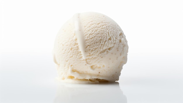 a scoop of ice cream sitting on top of a white table