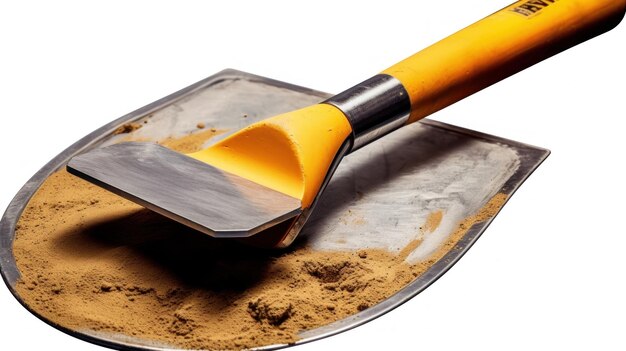 Photo a scoop of sand is being poured into a glass container.