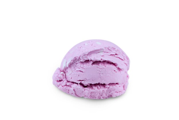 Pallina di gelato alla fragola isolato su sfondo bianco