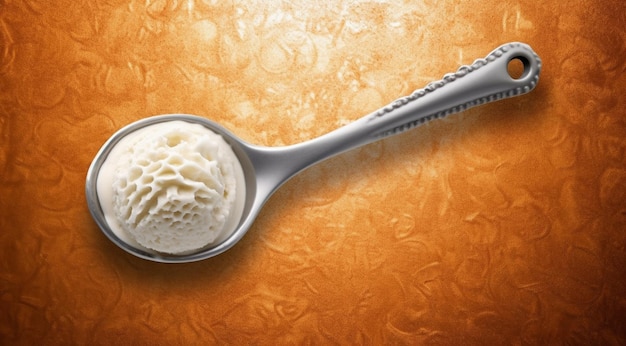 scoop of vanilla ice cream in a spoon