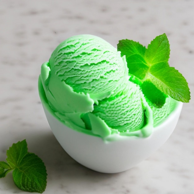 Scoops of green ice cream