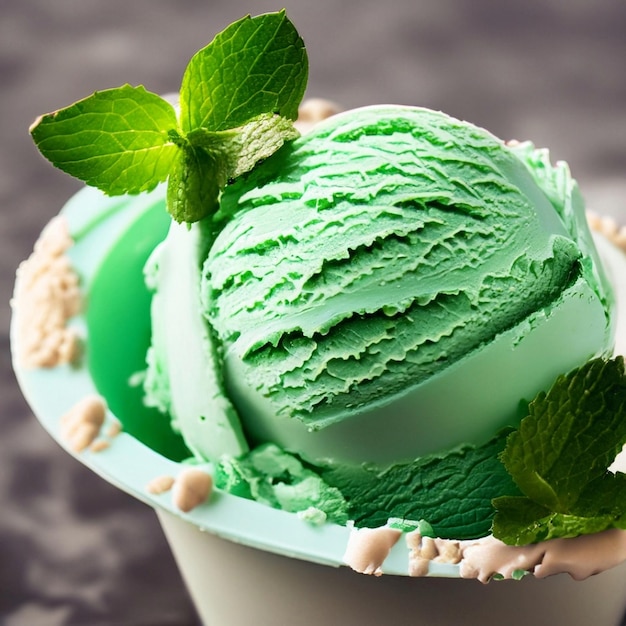 Scoops of green ice cream