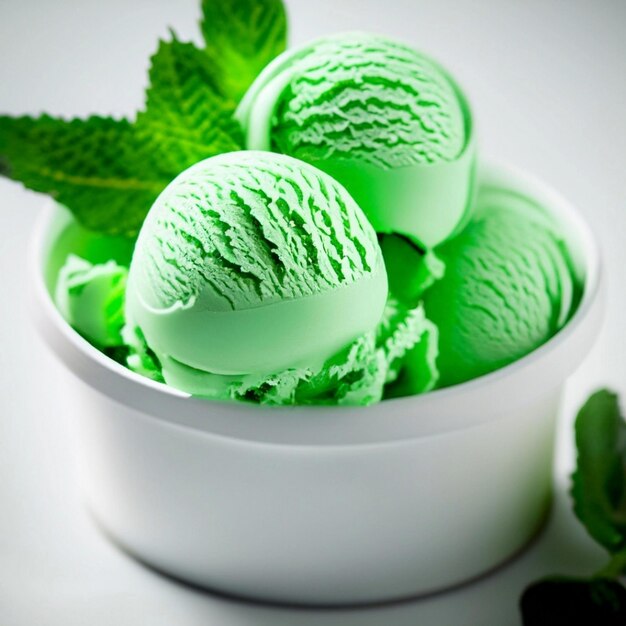 Scoops of green ice cream