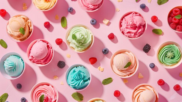 Scoops of Joy HighAngle Shot of Vibrant Ice Cream Selection