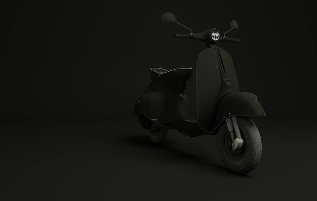 Scooter on black. 3d render