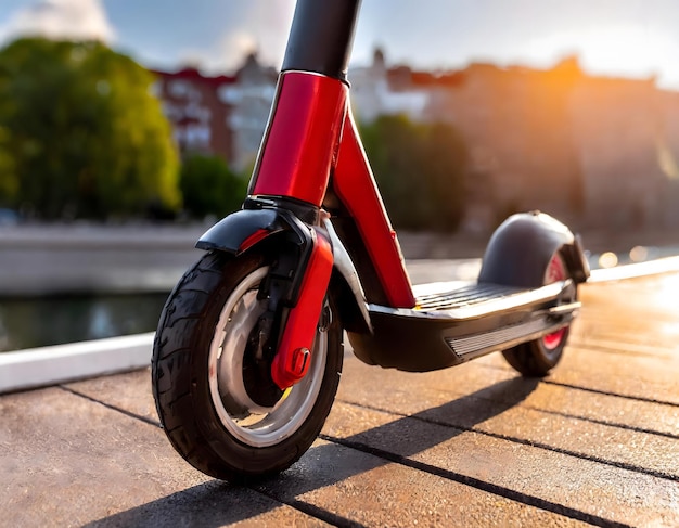 Scooter on a blurred background Modern transport solution