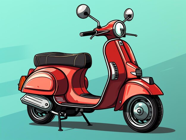 Foto uno scooter è disegnato su uno sfondo blu chiaro