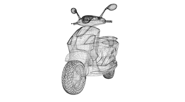 Scooter op een achtergrond, model, carrosseriestructuur, draadmodel