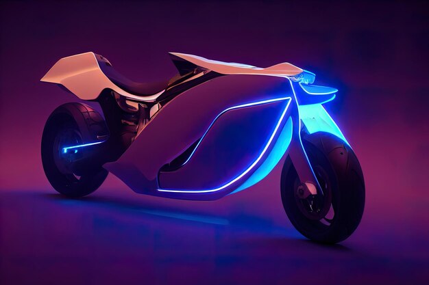 Photo a scooter with a blue light on it is lit up