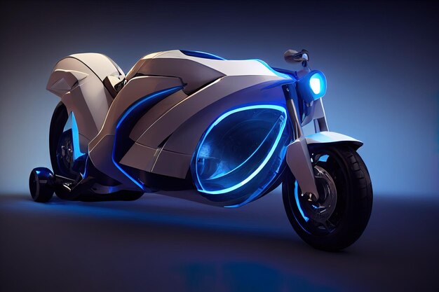 Photo a scooter with a blue light that says  the word  on it