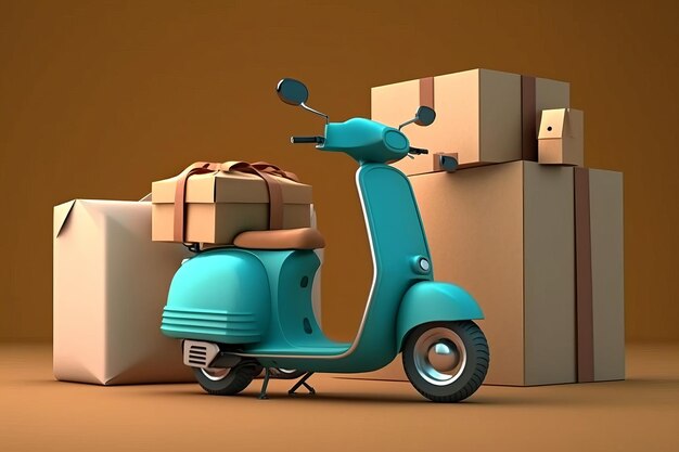 A scooter with a box on the top of it