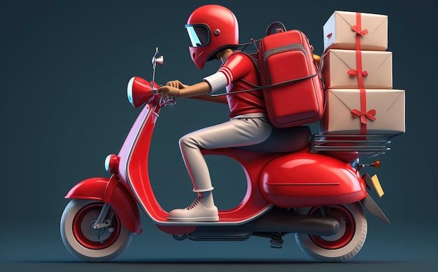 A scooter with a red helmet and a red helmet on it.