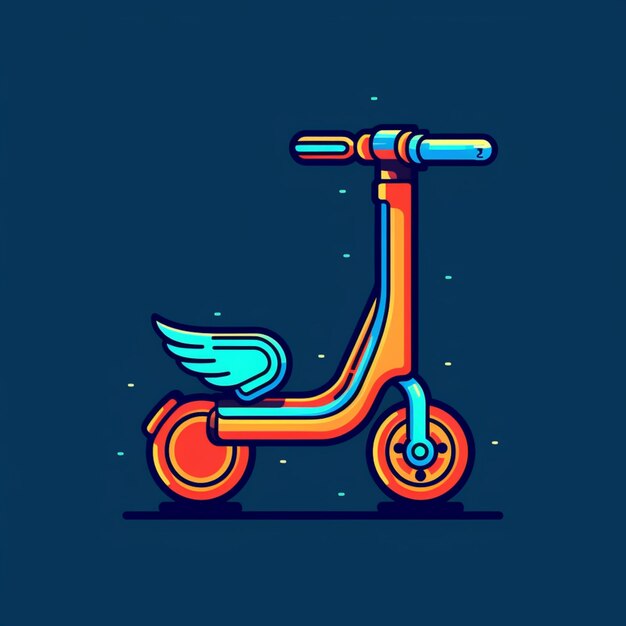 A scooter with wings on the front and a blue background generative ai