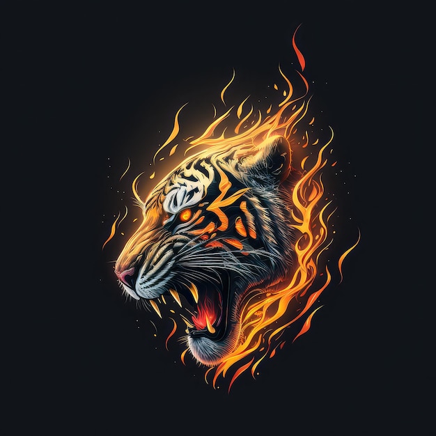 A scorching predator with flaming effect for wildlife prints generative ai