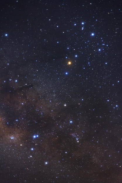 Scorpio constellation and the center of the milky way galaxyLong exposure photograph with grain