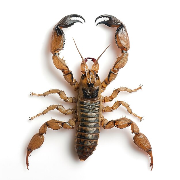 Photo a scorpion in white background job id 235a6db81baf40cfbbd0c602572bf3ef