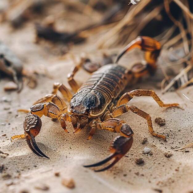 Photo a scorpion in white background job id a39f2c9cc9b34f3c8cf2dfc24ca5b8b9