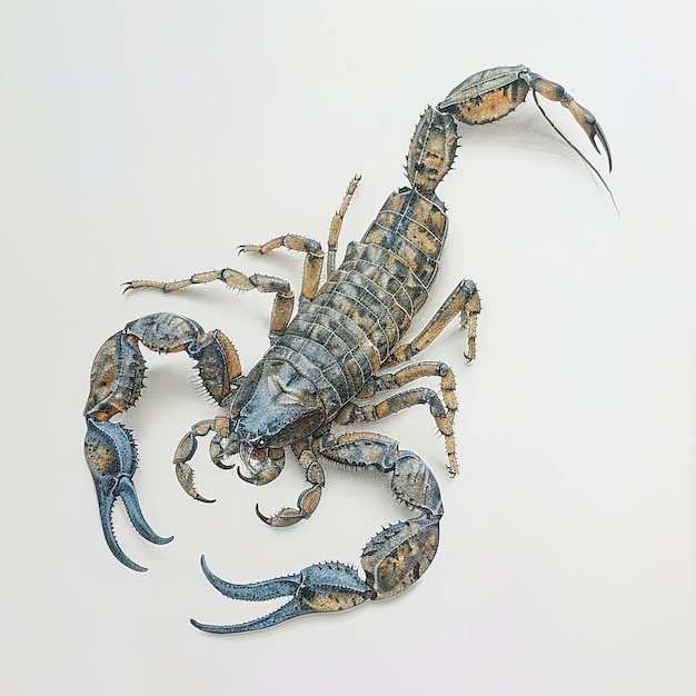 A scorpion in white background Job ID f575568cea0e44a3a6e7a5b93a569b59