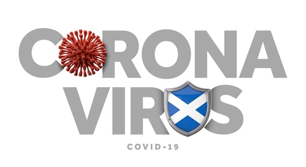 Scotland Coronavirus Concept With Microbe And Shield D Render