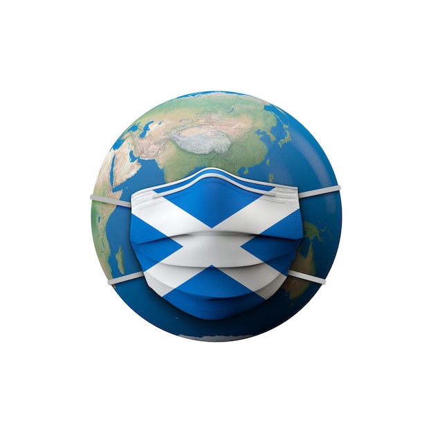 Scotland flag protective medical mask d rendering