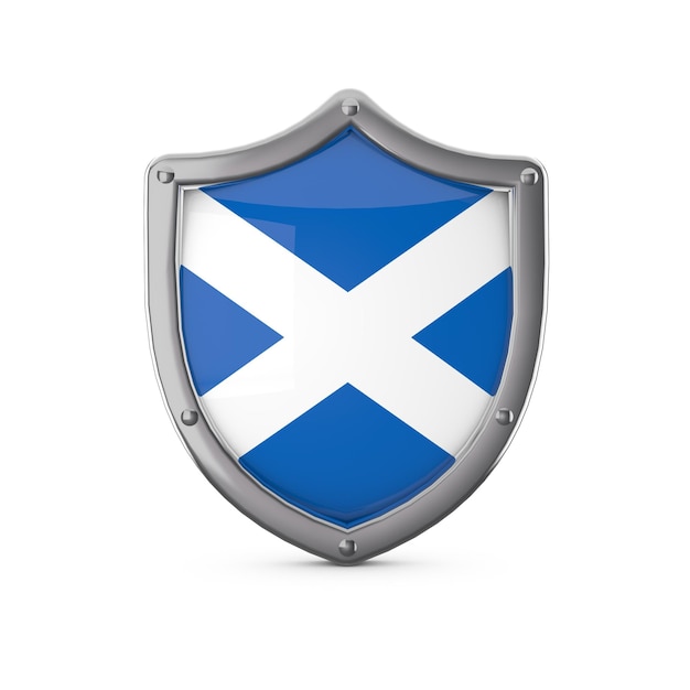 Scotland security concept metal shield shape with national flag