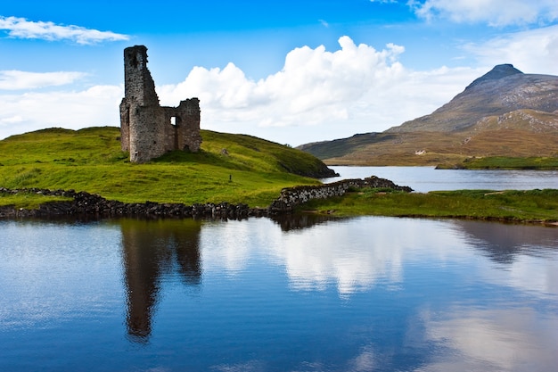 Scotland, Sutherland. Path to a ruiner of Scottish caste.