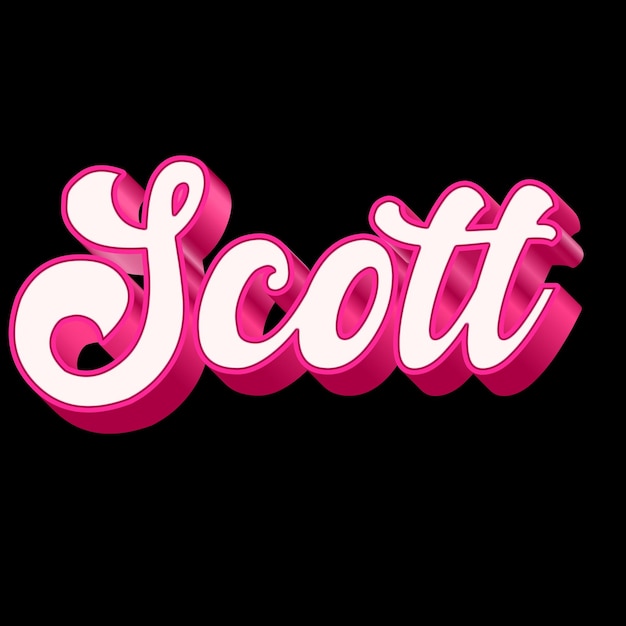 Photo scott typography 3d design pink black white background photo jpg