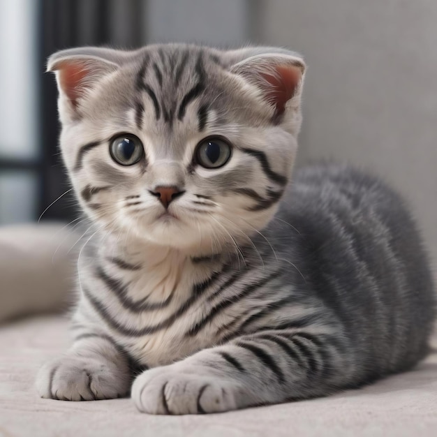 Scottish fold kitten silver scottish cat