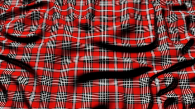 Scottish plaid red gray and white checkered classic tartan check seamless fabric 3D Rendered.