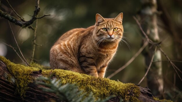 Scottish Straight Cat Explores Tree A Glimpse of Gentle Feline Adventure